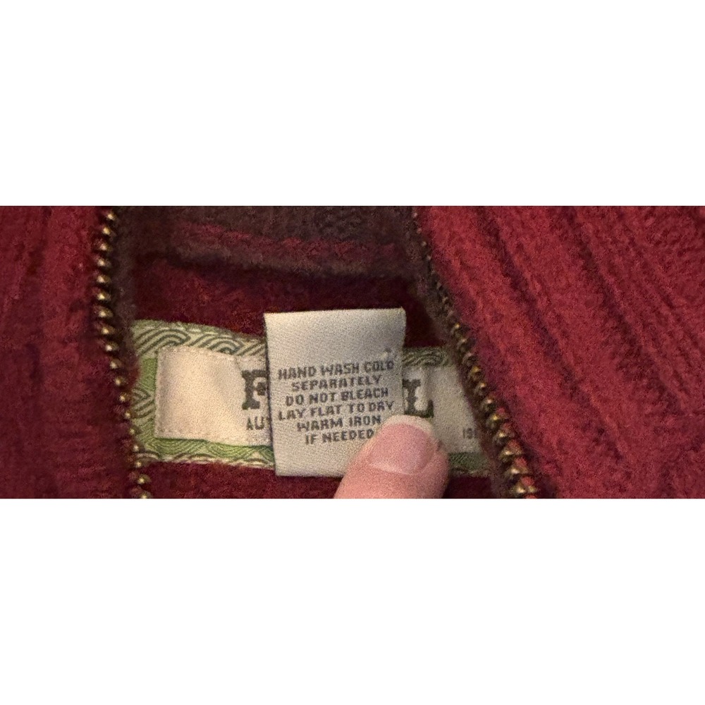 VTG Fossil 1/4 zip ribbed pullover Ribbed Elbow Patch Wool Blend Mens Sz L Red - Picture 5 of 7